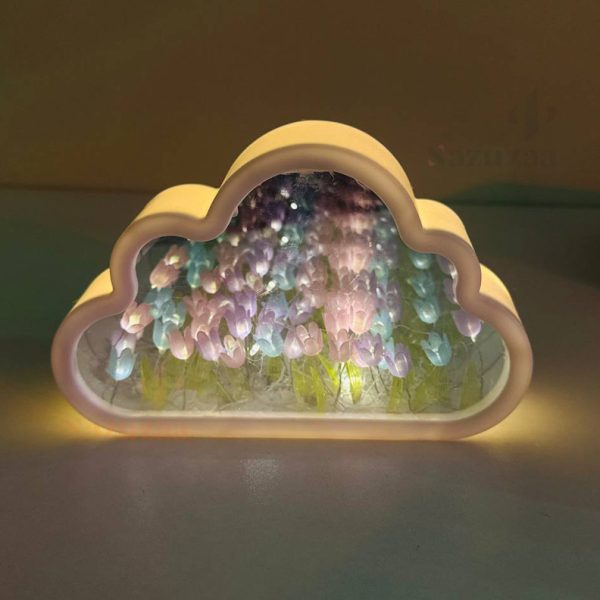 Creative Handmade LED Night Light Mirror DIY Tulip Flower Table Lamp Home Decoration Tulip Lamp