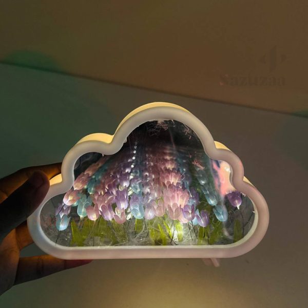 Creative Handmade LED Night Light Mirror DIY Tulip Flower Table Lamp Home Decoration Tulip Lamp