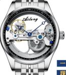 AILANG Men's Skeleton Hollow Flywheel Bridge Movement Automatic Mechanical Watch