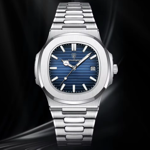 POEDAGAR 613 Luxury Casual Watch Top Brand Fashion Square Dial Stainless Steel Calendar Luminous Waterproof Men Watch Male Clock