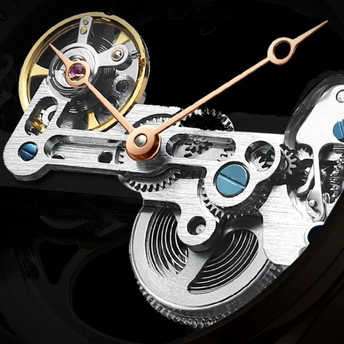 AILANG Men's Skeleton Hollow Flywheel Bridge Movement Automatic Mechanical Watch