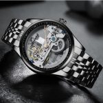 AILANG Men's Skeleton Hollow Flywheel Bridge Movement Automatic Mechanical Watch