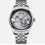 AILANG Men's Skeleton Hollow Flywheel Bridge Movement Automatic Mechanical Watch