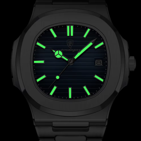 POEDAGAR 613 Luxury Casual Watch Top Brand Fashion Square Dial Stainless Steel Calendar Luminous Waterproof Men Watch Male Clock