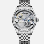 AILANG Men's Skeleton Hollow Flywheel Bridge Movement Automatic Mechanical Watch