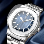 POEDAGAR 613 Luxury Casual Watch Top Brand Fashion Square Dial Stainless Steel Calendar Luminous Waterproof Men Watch Male Clock
