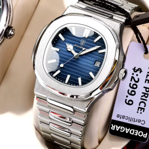 POEDAGAR 613 Luxury Casual Watch Top Brand Fashion Square Dial Stainless Steel Calendar Luminous Waterproof Men Watch Male Clock