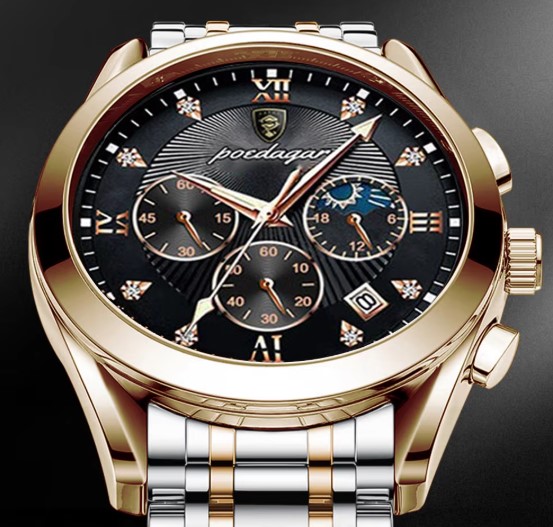 POEDAGAR 938 Luxury Fashion Men Watches 24-Hour Display 3ATM Waterproof Original Quartz Movement Luminous Watches for Male